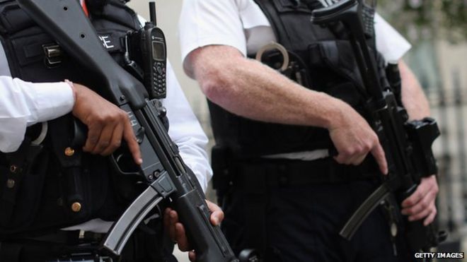 Вооруженные полицейские в Лондоне в августе 2014 года