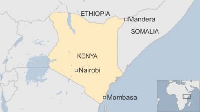Карта Кении с изображением Мандеры