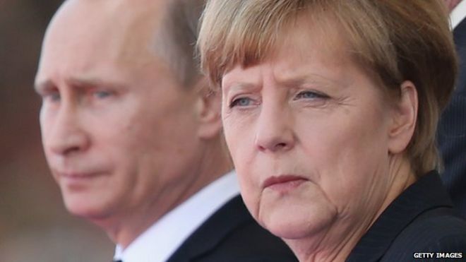 Канцлер Германии Ангела Меркель и президент России Владимир Путин в июне 2014 года