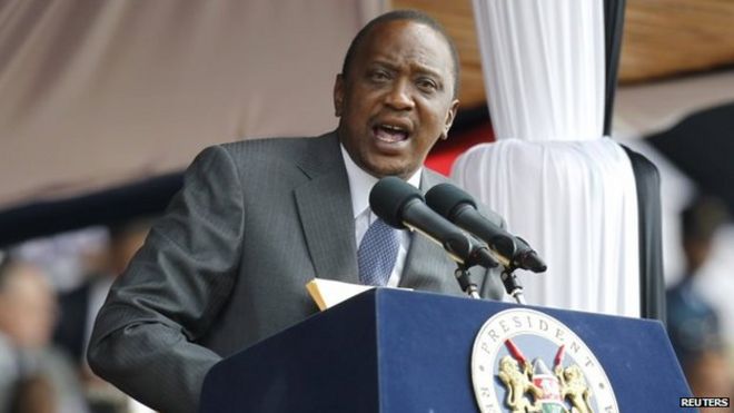 Президент Кении Ухуру Кеньятта обращается к стране в Найроби в октябре 2014 года
