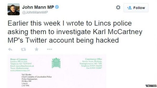 Джон Манн MP твит