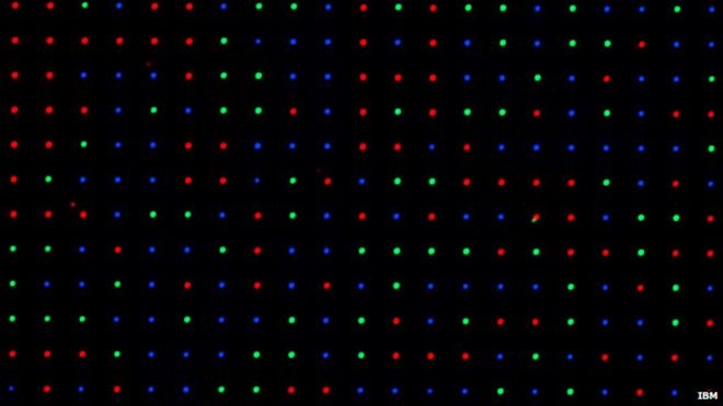 Флуоресцентные сферы, которые излучают красный, синий и зеленый свет