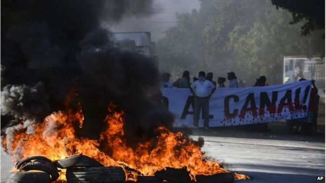 Протест против запланированного Никарагуа межокеанского канала, Манагуа, 22 ноября 2014 года