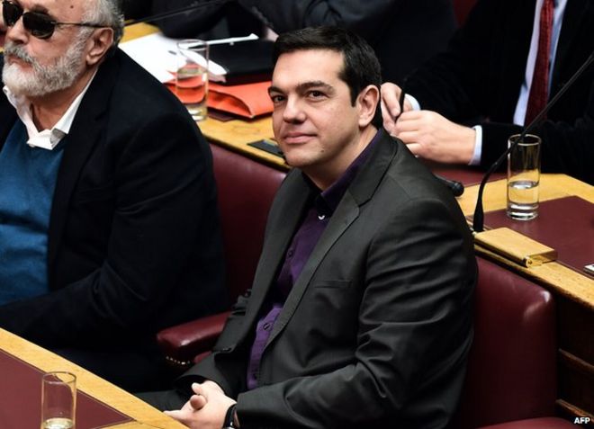 Лидер Сиризы Алексис Ципрас в парламенте, 23 декабря 14