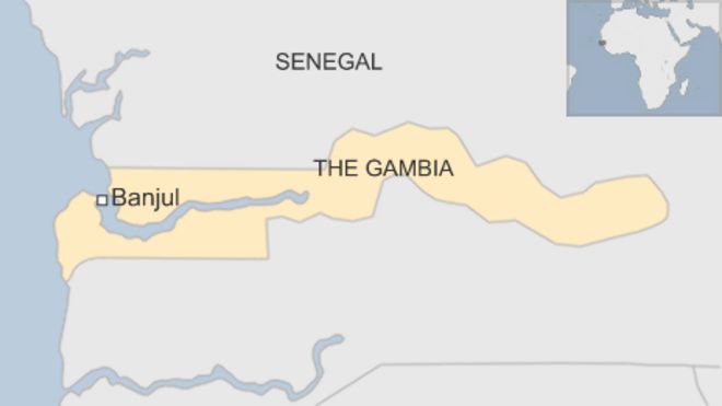 Карта Гамбии с указанием столицы Банжул - 30 декабря 2014 года