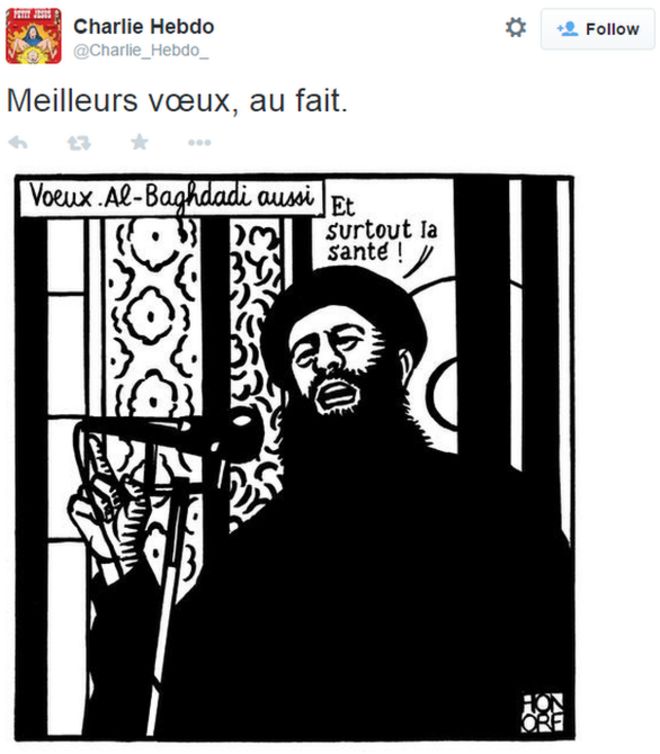 Последний твит, отправленный в среду утром @Charlie_Hebdo_