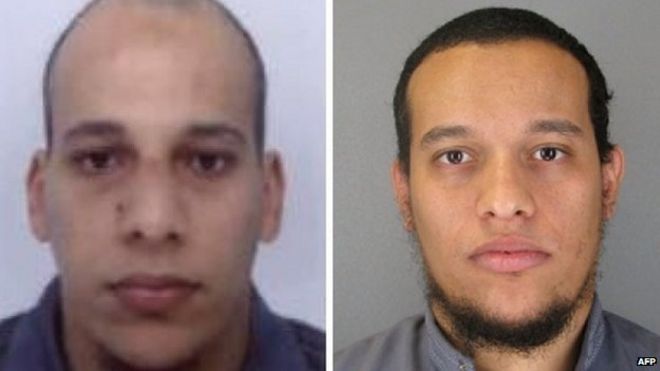 Фотографии подозреваемых, выпущенные французской полицией - Шериф и Саид Куачи - 8 января