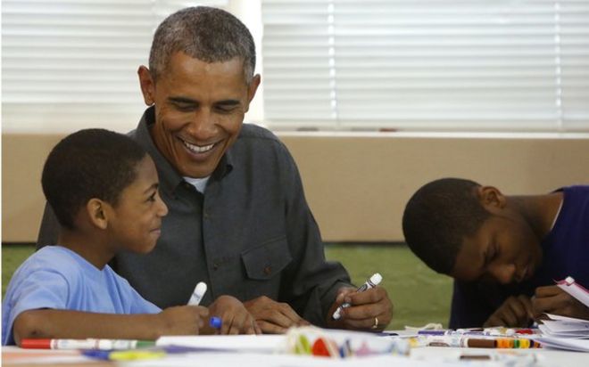 Обама со школьниками