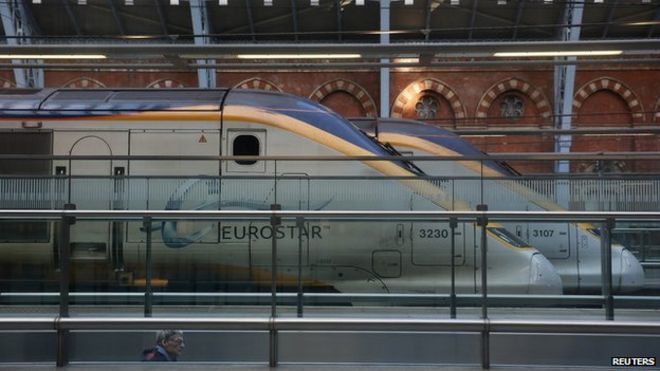 Поезд Eurostar в Сент-Панкрас 17 января 2015 года