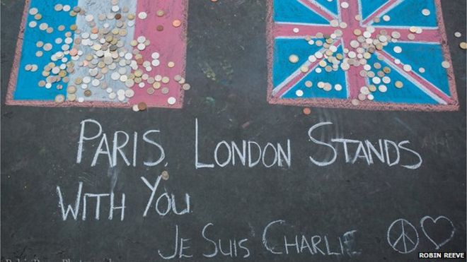 Знак, показывающий флаги Парижа и Лондона
