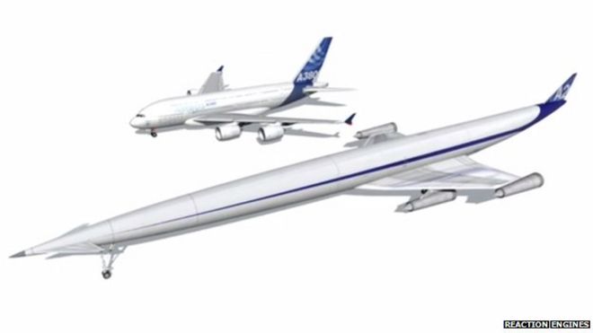 Реактивный двигатель Lapcat 2 Jet рядом с Airbus A380