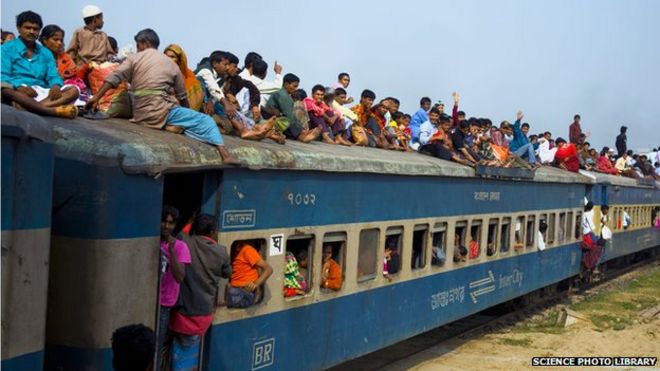 Переполненный бангладешский поезд