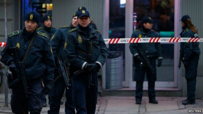Полиция на месте нападения в Копенгагене