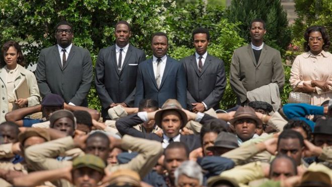 Дэвид Оелово на съемочной площадке Selma