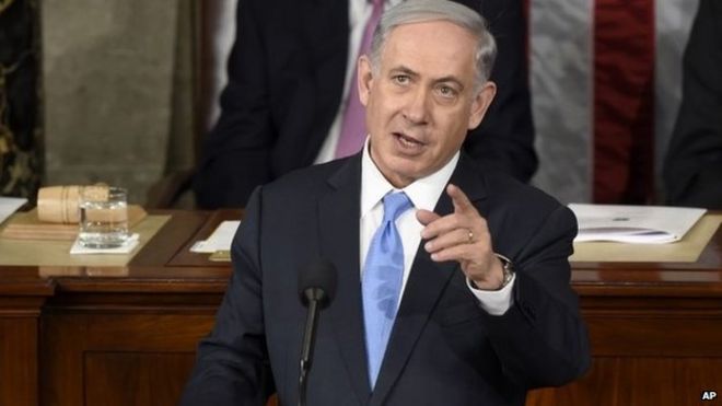 Премьер-министр Израиля Биньямин Нетаньяху выступает перед совместным заседанием Конгресса на Капитолийском холме в Вашингтоне 3 марта 2015 года