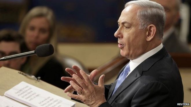 Премьер-министр Израиля Биньямин Нетаньяху выступает на совместном заседании Конгресса США в Капитолии в Вашингтоне 3 марта 2015 года