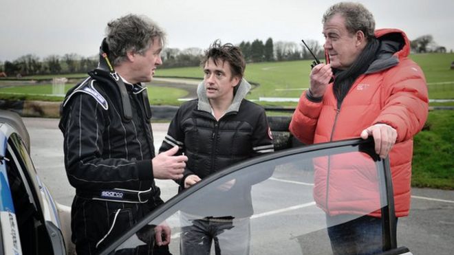 Top Gear представлен Джеймсом Мэй, Ричардом Хаммондом и Джереми Кларксоном