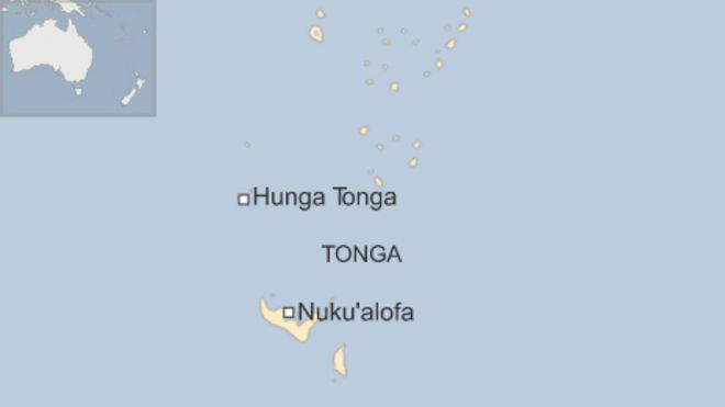Карта Тонга и вулкана Хунга Тонга