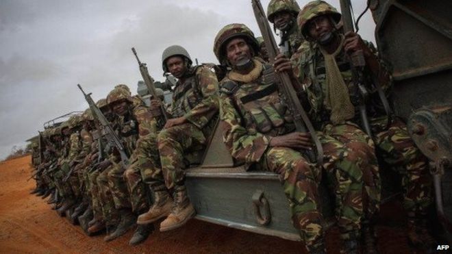 Кенийские войска изображены в Сомали