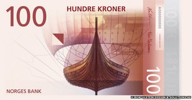 Предложенный дизайн новой норвежской записки с изображением лодки