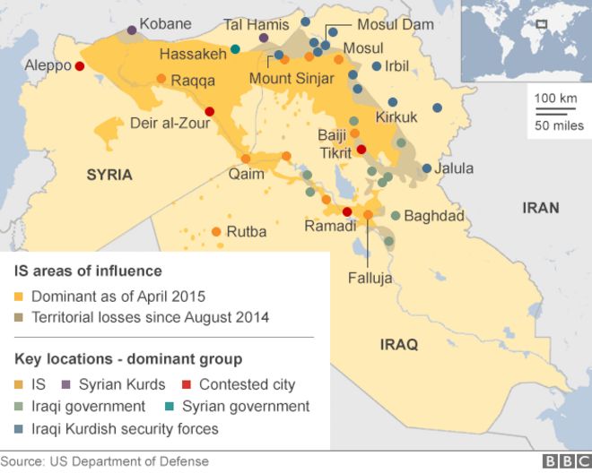 Карта Ирака и Сирии