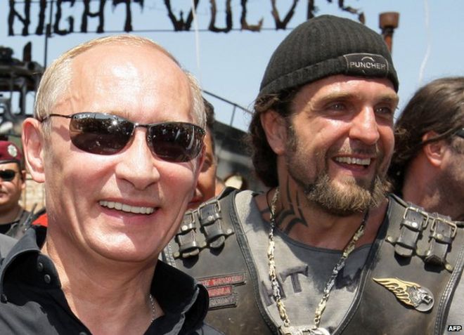 Ночные волки-байкеры в Крыму с президентом Путиным, июль 2010 года