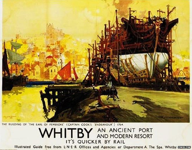 Уитби железнодорожный плакат Фрэнка Генри Мейсона