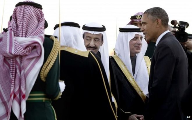Обама встретил короля Салмана в Эр-Рияде в январе