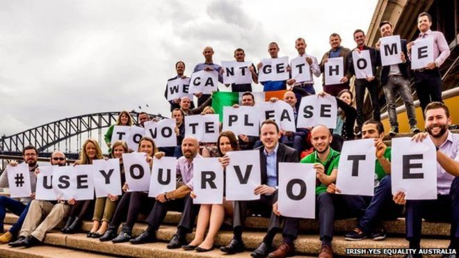 Ирландские эмигранты за рубежом использовали социальные сети, чтобы побудить людей на своей родине голосовать 22 мая
