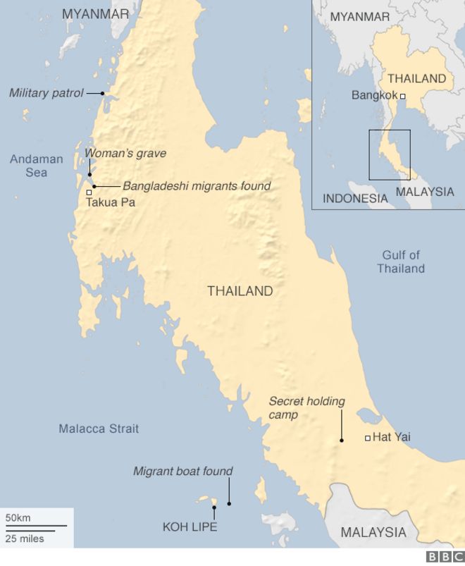 Карта тайских торговцев людьми