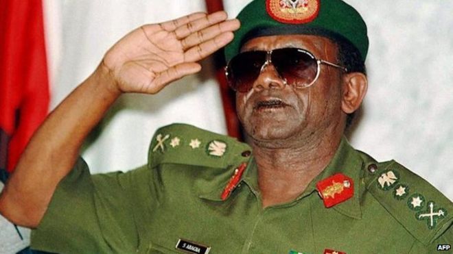 Генерал Нигерии Сани Абача, изображенный в 1997 году