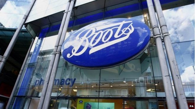 Boots store sign in central London