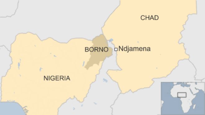 Карта Чада и Нигерии