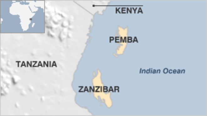 Карта Занзибара и Пембы