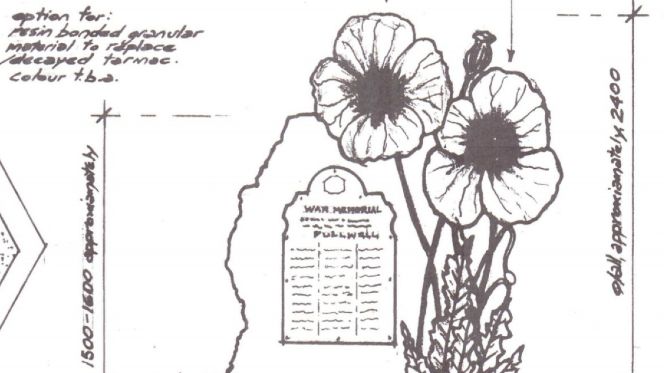 War memorial sketches, showing a plaque with two poppies