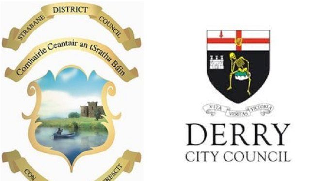 Council crests of Strabane and Derry city council