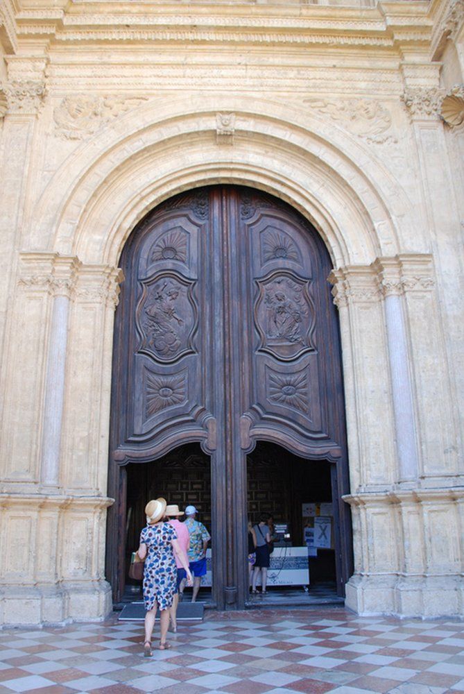 People entering a church