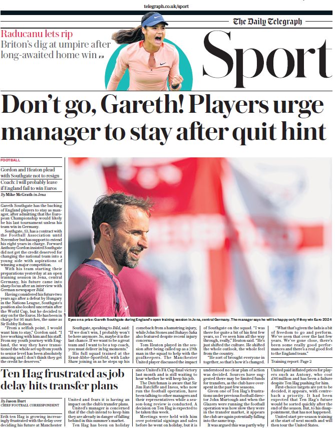 Telegraph backmost page