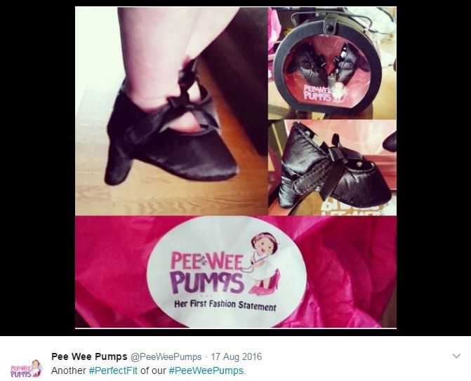 A tweet on the Pee Wee Pumps Twitter feed shows the company's "classic black pump" shoe