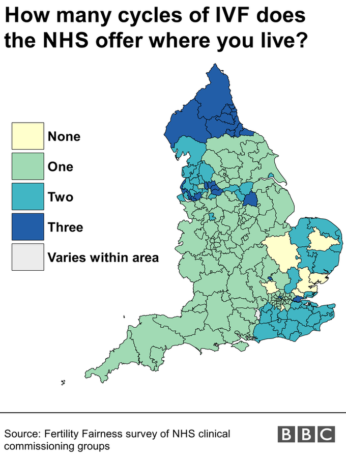 Map showing variation in IVF provision
