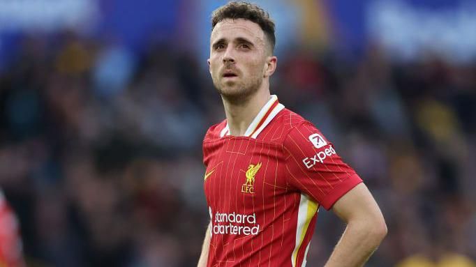 Diogo Jota looks on during a Liverpool game