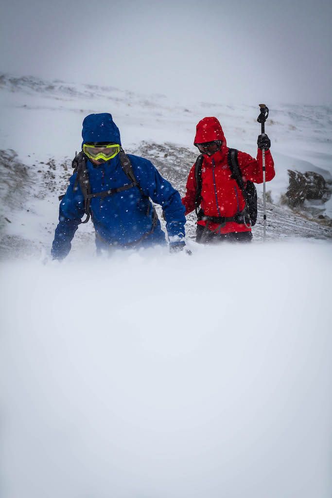 Walkers in snow in Southern Cairngorms