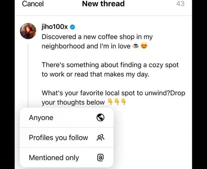 Di Threads, unggahan bisa dibagikan ke Instagram dan sebaluknya serta bisa menyertakan tautan, foto juga video. (c) BBC
