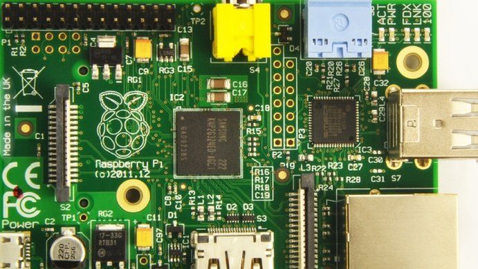 Raspberry Pi board Revision 2 with UK stamp