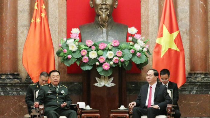 Chủ tịch nước Trần Đại Quang tiếp Phó Chủ tịch Quân ủy Trung ương Trung Quốc, Tướng Phạm Trường Long tại Hà Nội.