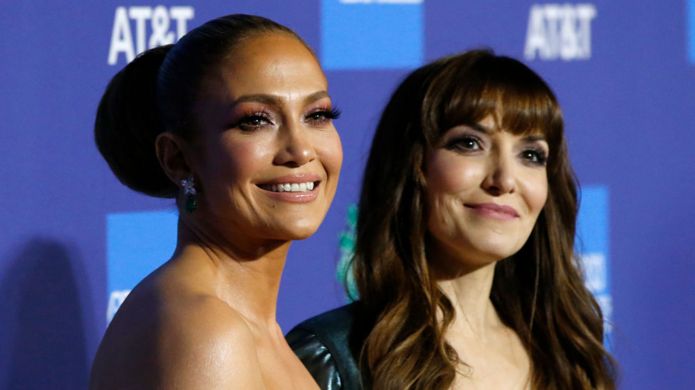 Jennifer Lopez with Hustlers director Lorene Scafaria