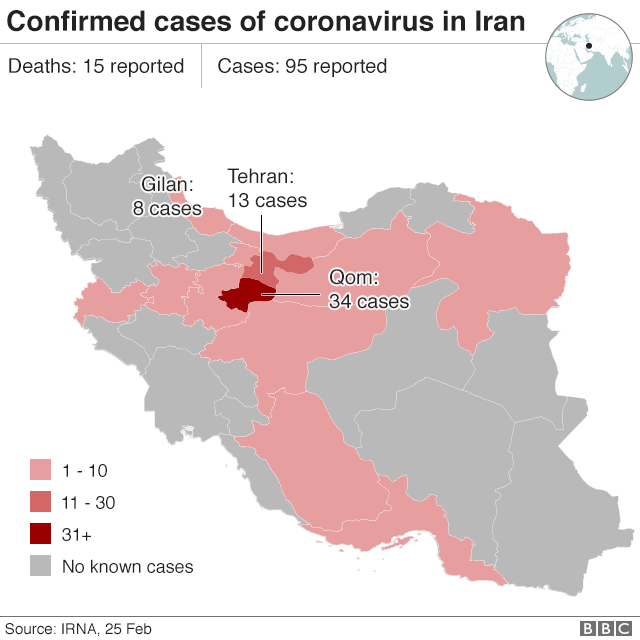 Kasus virus corona di Iran per Selasa (25/2/2020)