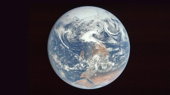 This image of Earth was photographed this way round, but flipped before publication