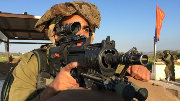 Gadsar soldiers at a checkpoint near Jenin