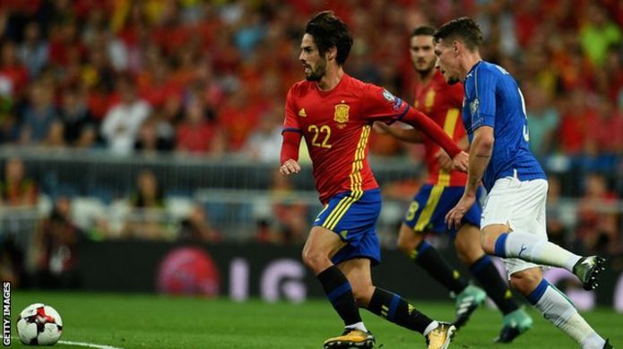 Isco scored two goals in Spain's 3-0 win over Italy in February